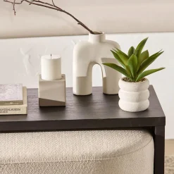 Artificial Cast-Iron Plant in White Speckled Pot