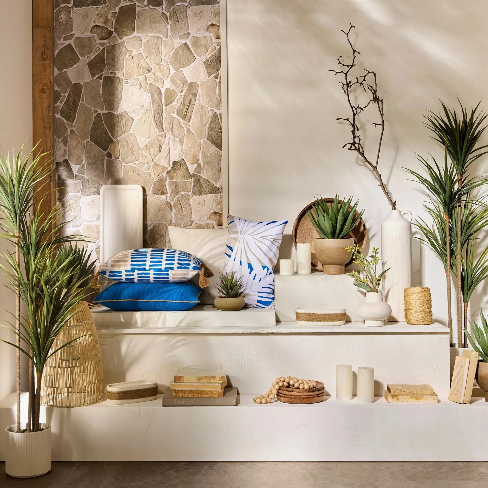 Artificial Exotic Floor Plant in White Pot