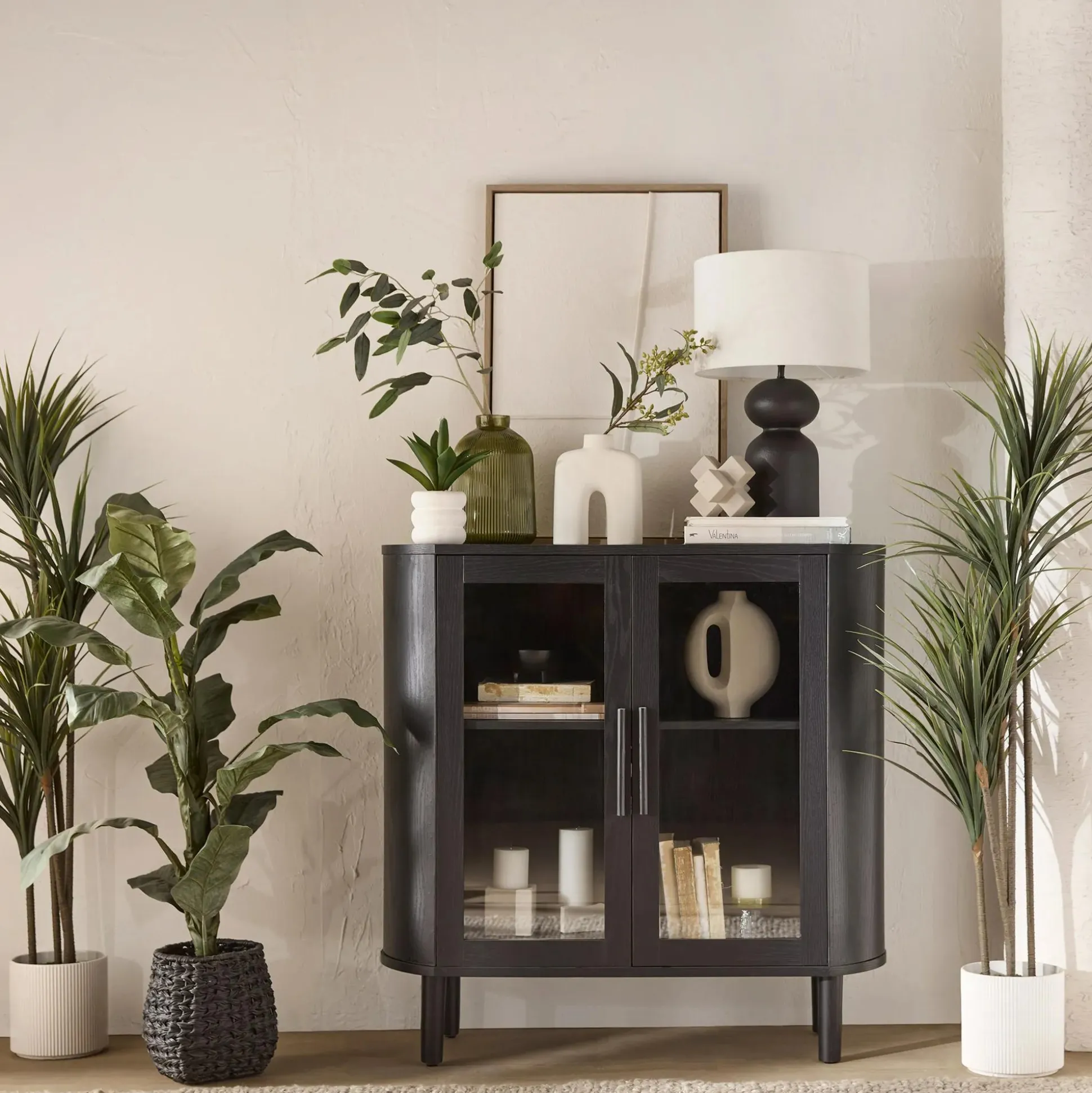 Artificial Exotic Floor Plant in White Pot