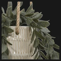 Artificial Leaves in Hanging Textured Pot