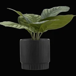 Artificial Plant in Striped Ceramic Pot