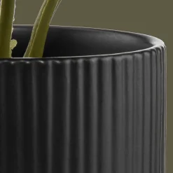 Artificial Plant in Striped Ceramic Pot
