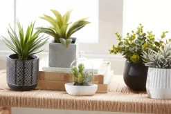 Artificial Plant in Striped Pot