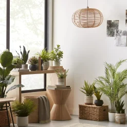 Artificial Plant in Striped Pot