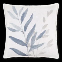 Auriel Blue & Beige Flora Decorative Pillow