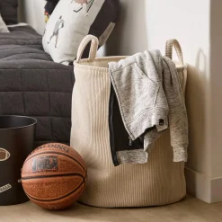 Beige Corduroy Hamper