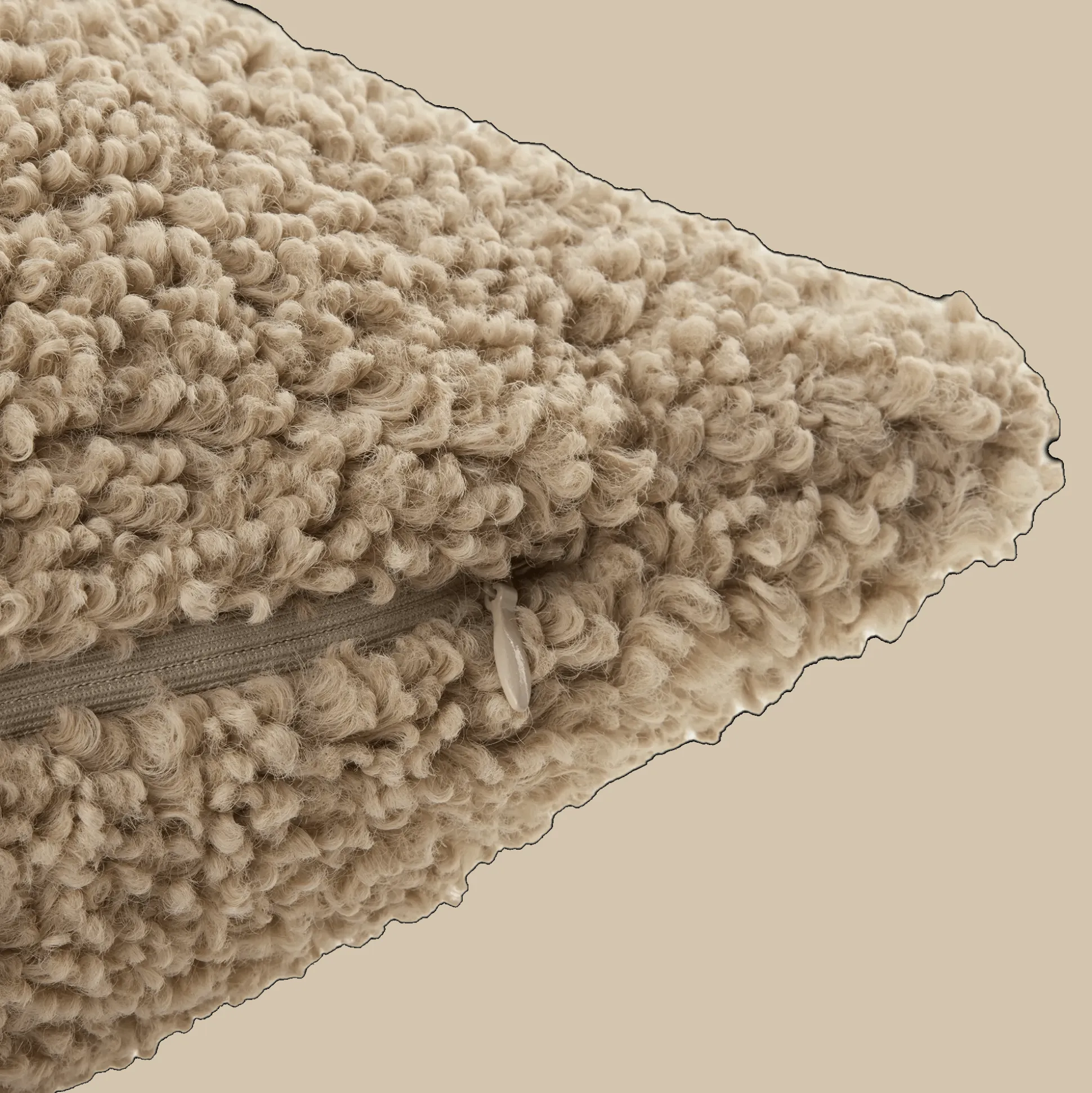 Beige Doodle Boucle Decorative Throw Pillow