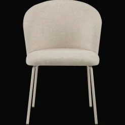 Beige Fabric and Metal Dining Chair