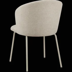 Beige Fabric and Metal Dining Chair
