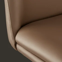 Beige Faux Leather and Metal Bar Stool