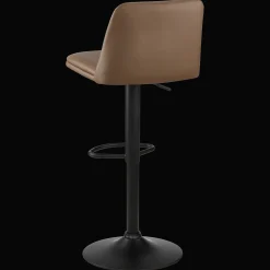 Beige Faux Leather and Metal Bar Stool