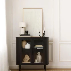 Black Buffet with Glass Doors
