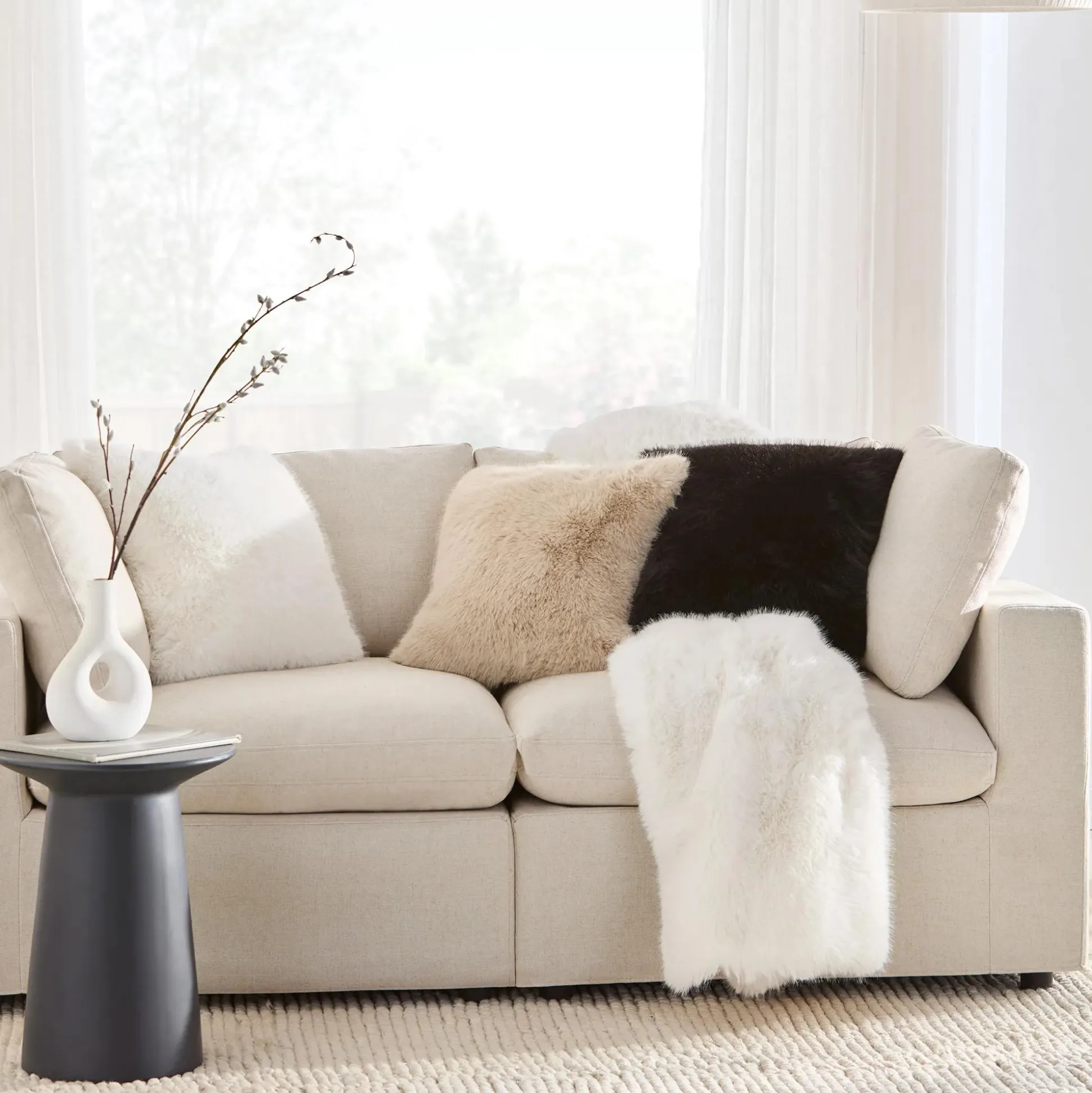 Black Cement Hourglass Side Table