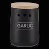 Black Ceramic Garlic Container