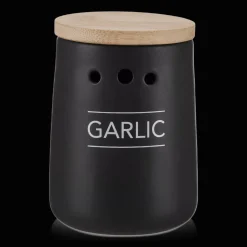 Black Ceramic Garlic Container