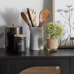 Black Ceramic Garlic Container