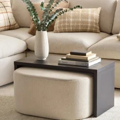 Black Coffee Table with Ottoman