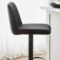 Black Fabric and Metal Adjustable Bar Stool