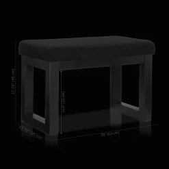 Black Fabric and Wood Bench