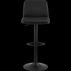 Black Faux Leather and Metal Bar Stool