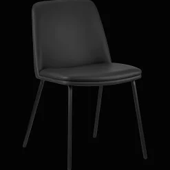 Black Faux Leather and Metal Dining Chair