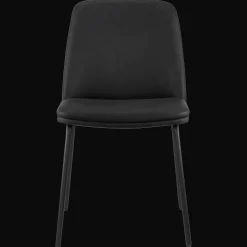 Black Faux Leather and Metal Dining Chair
