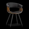 Black Faux Leather and Walnut Chair
