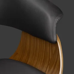 Black Faux Leather and Walnut Chair