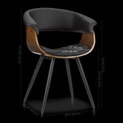 Black Faux Leather and Walnut Chair