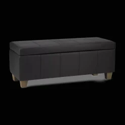 Black Faux Leather Storage Bench