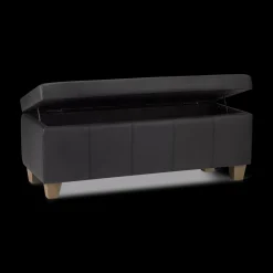 Black Faux Leather Storage Bench