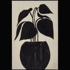 Black Leaf in a Vase Framed Art