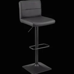 Black Matte Faux Leather and Metal Adjustable Bar Stool