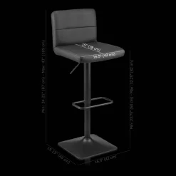 Black Matte Faux Leather and Metal Adjustable Bar Stool