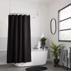 Black Oval Tufted Bath Mat