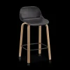 Black Plastic and Wood Metal Veneer Counter Stool