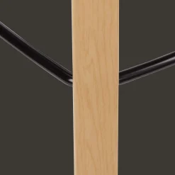 Black Plastic and Wood Metal Veneer Counter Stool