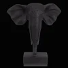Black Resin Elephant on Stand