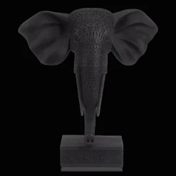 Black Resin Elephant on Stand
