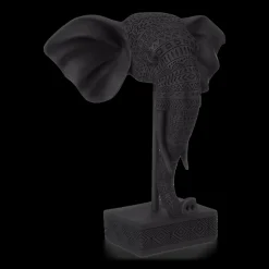 Black Resin Elephant on Stand