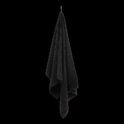 Black Ribbed Bath Towel