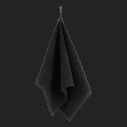 Black Ribbed Hand Towel
