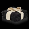 Black Set of 6 Large Washcloths