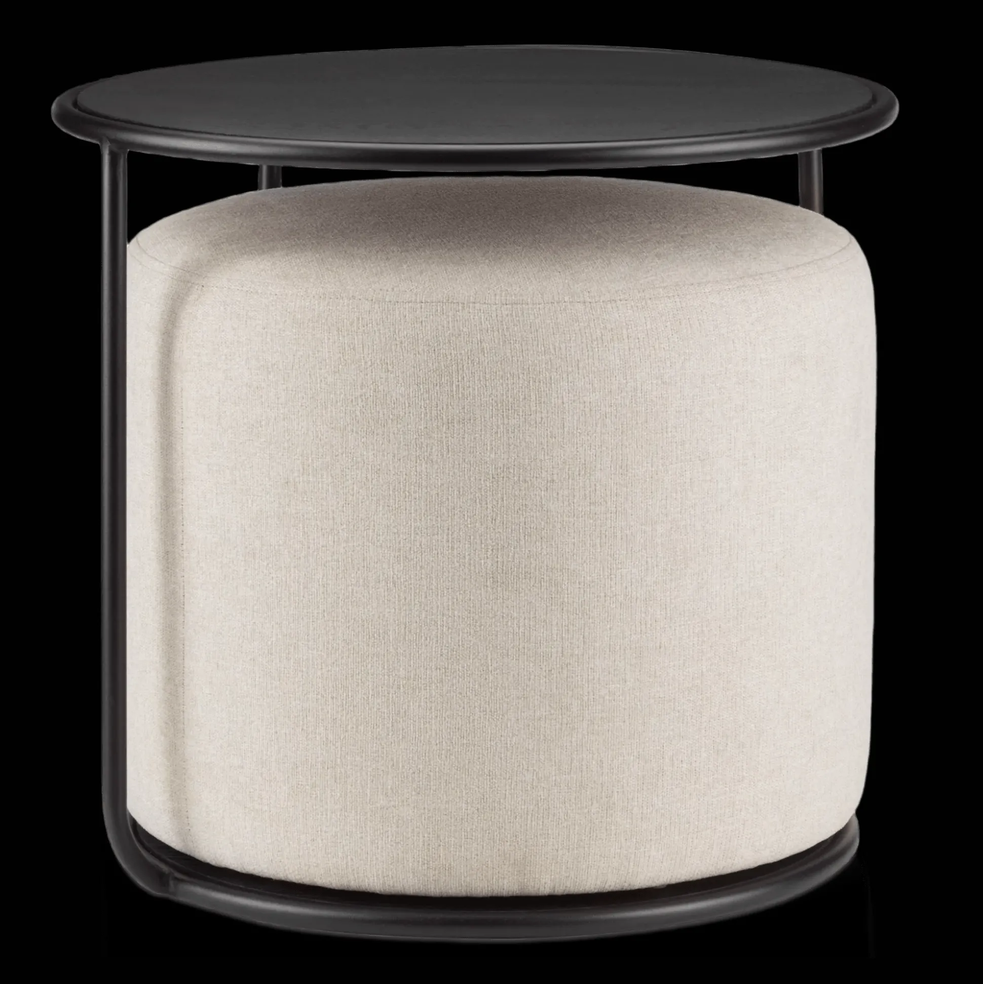 Black Side Table with Ottoman