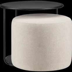 Black Side Table with Ottoman