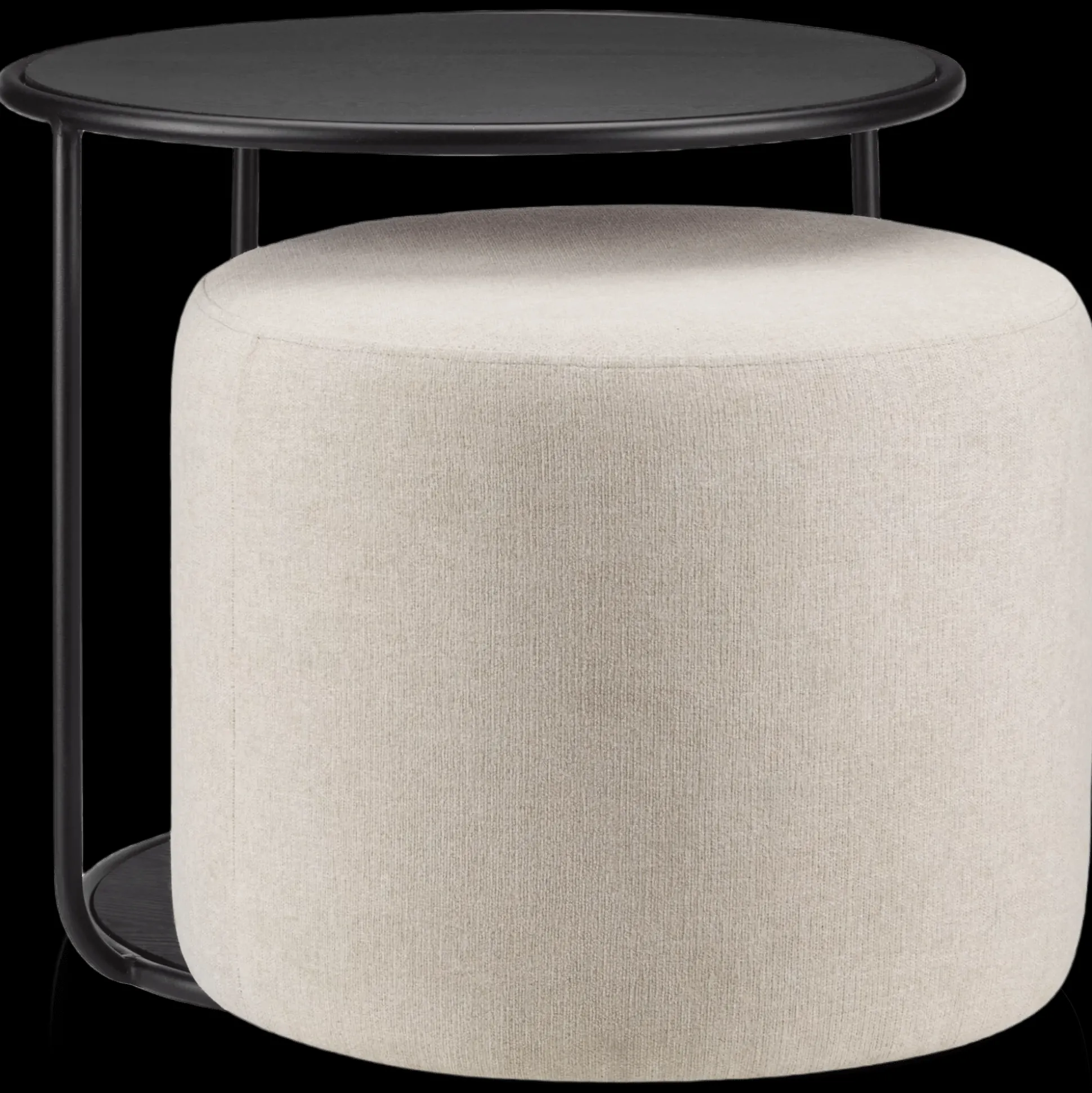 Black Side Table with Ottoman