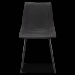 Black Textured Faux Leather and Metal Dining Chair