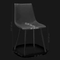 Black Textured Faux Leather and Metal Dining Chair