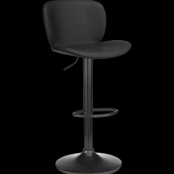 Black Textured Faux Leather & Metal Adjustable Bar Stool