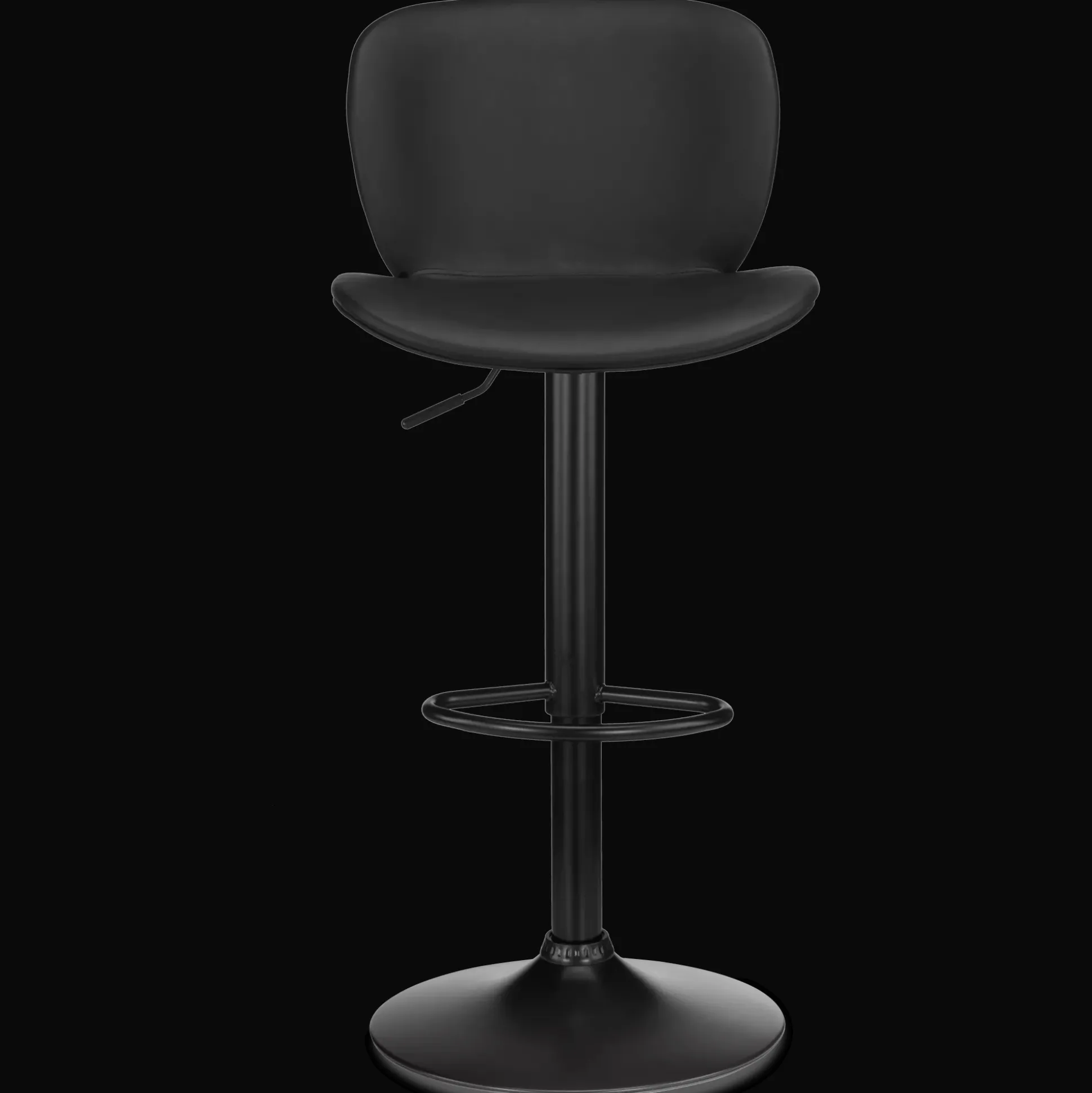 Black Textured Faux Leather & Metal Adjustable Bar Stool